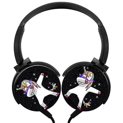 Dab Rainbow Unicorn Space Custom Headphone Adjustable Mega Bass Stereo Headset Foldable Over Ear Hi Fi Earphone With High Sound Quality Wired 12m