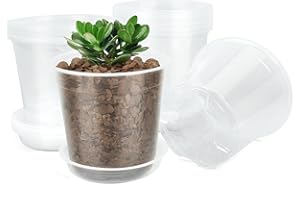 TAQIXI 20 Pack 4 Inch Clear Nursery Pots,Plastic Transparent Plant Pot with Drainage Holes and Saucers,Plant Pot Seed Starter Pots for Succulents (4 Inch)