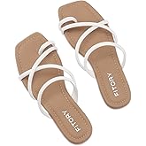 FITORY Women's Slide Sandals Flat Toe Ring Thongs with Cross Strap for Summer Size