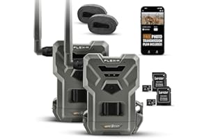 SPYPOINT Flex-M Cellular Trail Camera | Hunting Accessories | GPS-Enabled | Night Vision | Dual-Sim LTE Connectivity | IP65 Waterproof | 28MP Photos, 720p Videos + 32GB Micro SD Card (Pack of 2)