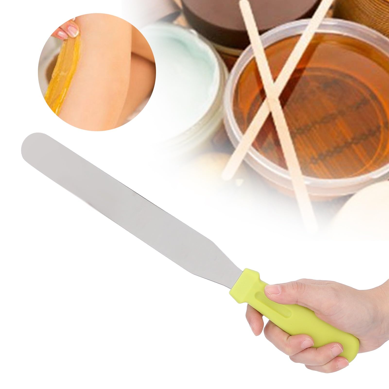 Metal Waxing Spatula, Straight Stainless Steel for Removing Body Hair, 8 Inch Straight Stainless Steel Wax Setting Mixing , for Body Hair Removal