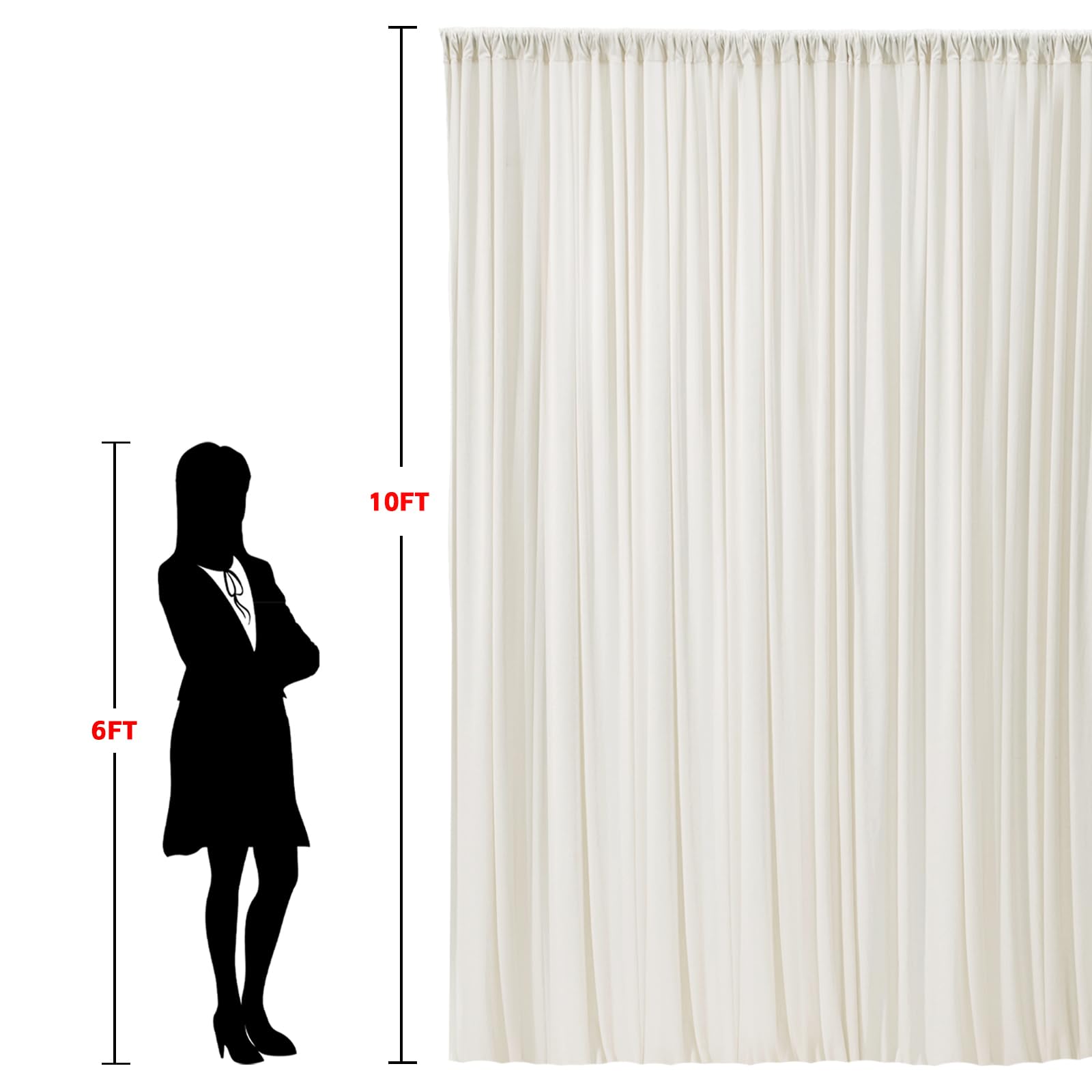 10x10ft Wrinkle Free Ivory Backdrop Curtain for Parties Soft Fabric Drapes Wedding Ivory Curtain Backdrop for Birthday Party Decorations Background for Photography 5x10ft,2 Panels