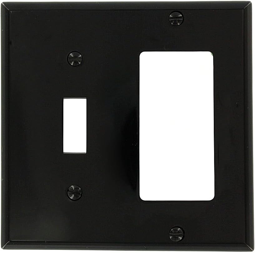 Leviton 80707-E 2-Gang 1-Toggle 1-Decora/GFCI Device Combination Wallplate, Black