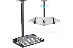 HISUNSING Universal Projector Ceiling Mount with Tray, Projector Mount Hidden Cable Routing, Height Adjustable up to 22.8 inches, Holds up to 11 lbs, Ideal for Home Theater and Office - Black