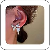Erimberate Bohemian Crystal Butterfly Earrings Gold Cz Butterfly Stud Earrings White Enamel Butterfly Earrings Rhinestone Butterfly Earrings Jewelry for Women Gifts