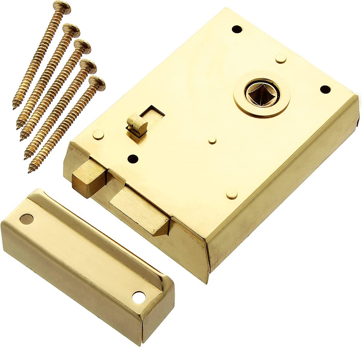 Merriway BH07758 Rim Latch with Locking Snib, Polished Brass, Gold