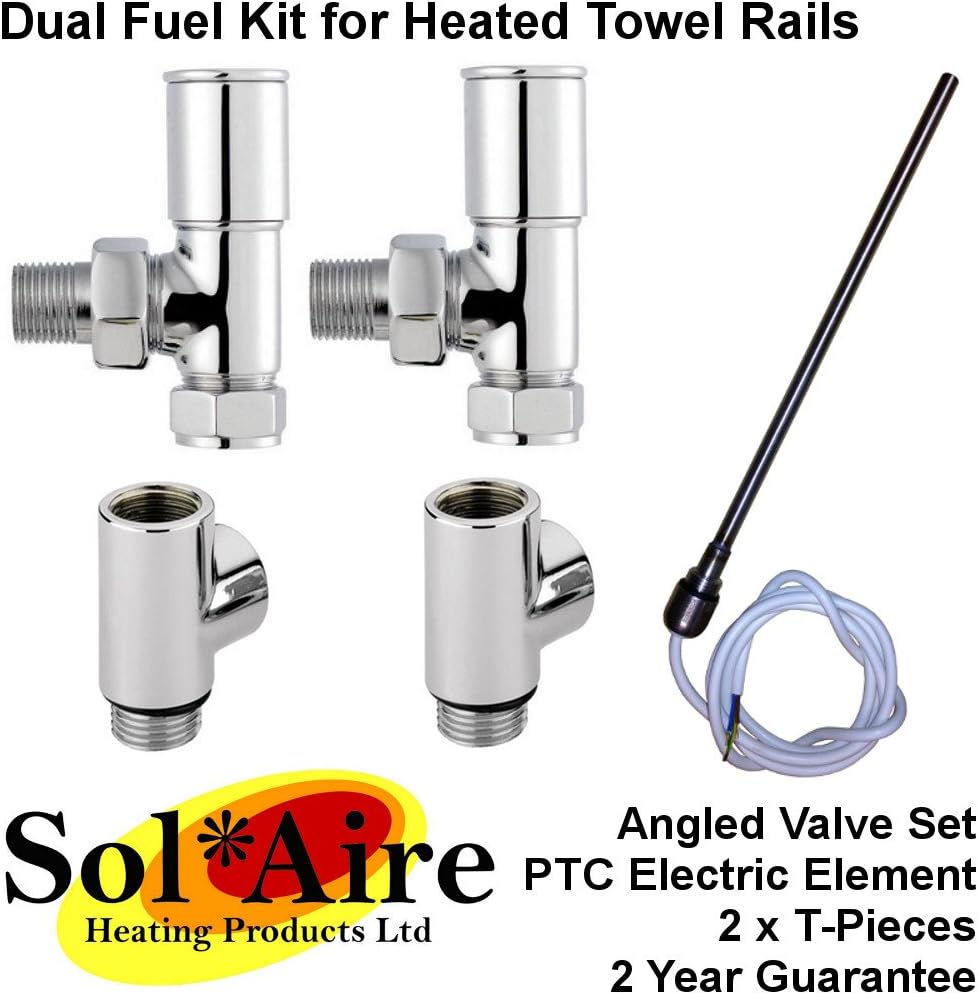 400W Dual Fuel Kit for Heated Towel Rail 400 Watt PTC Electric Element, T Pieces, Angled 400W Dual Fuel Kit for Heated Towel Rail 400 Watt PTC Electric Element, T Pieces, Angled