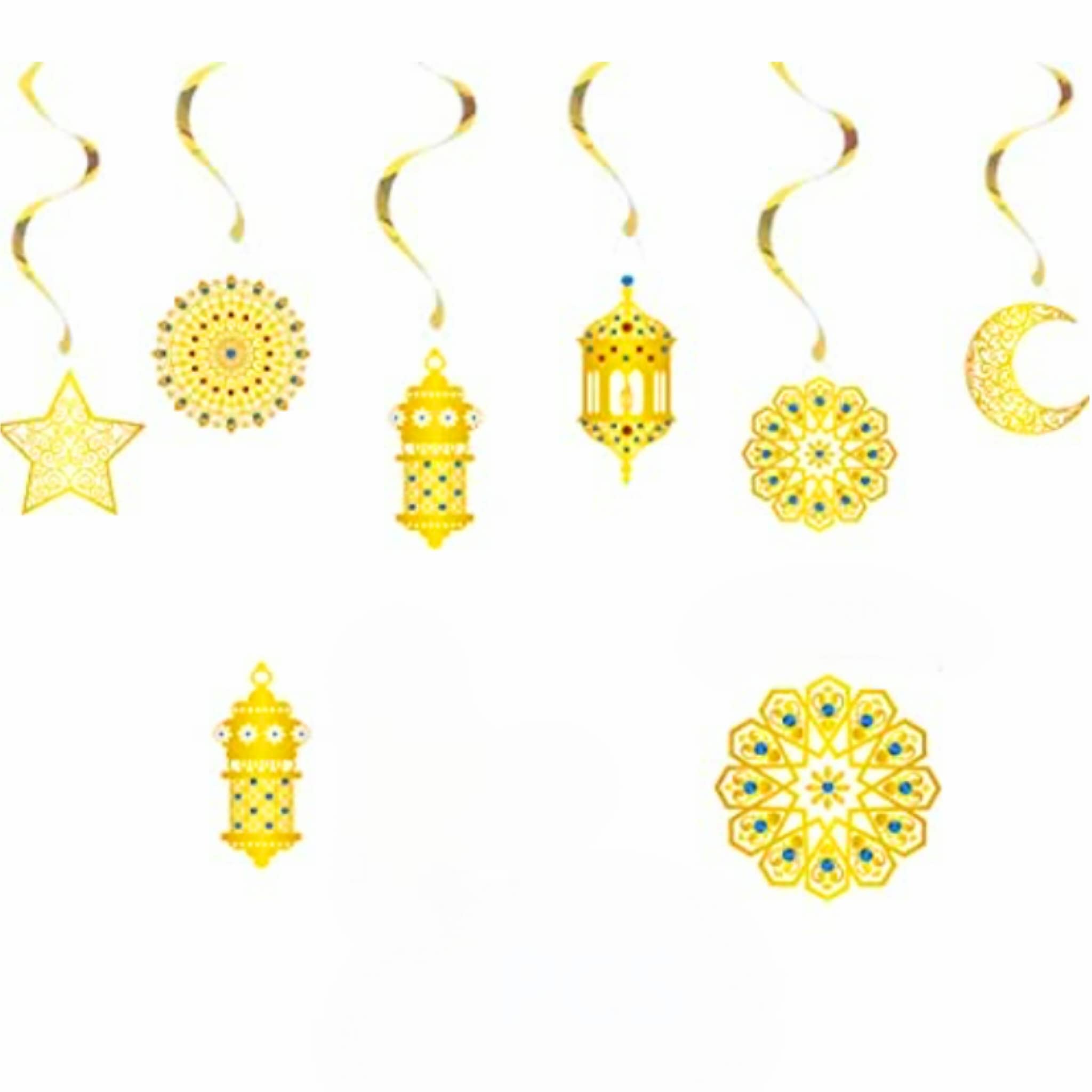 eBoutik - Eid Al-Adha Decorations for Eid Festival - Kareem Decorations Supplies - Perfect for Eid al Adha (Swirl Hanging Party Decorations)