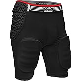 Exxact Sports Rebel 5-Pad Adult Football Girdle for Men with Cup Pocket, Lightweight Padded Compression Shorts with Integrated Hip, Thigh, Tailbone Pads, Men's Girdle Football