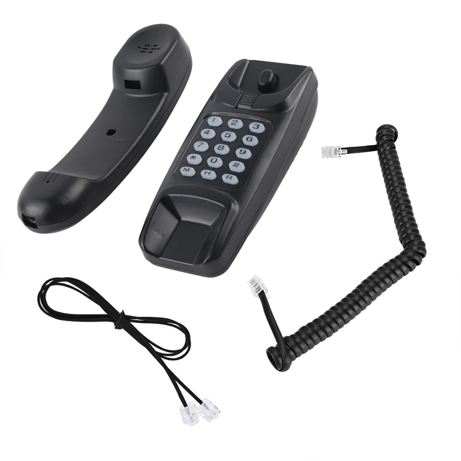Wall Mount Landline, No Caller ID Corded Phone Compact Business Telephone Telephone Extension Home Phone For Hotel Family(black)