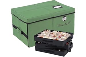 WEIMELL Christmas Ornament Storage Box - Premium Ornament Storage Box with 4” Adjustable Dividers - Stores up to 72 Ornaments Balls - 3 Individual Trays - Durable 600D Oxford