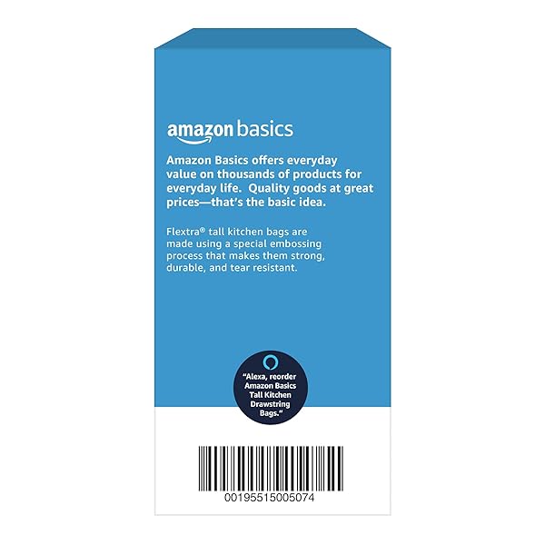 AMAZON BASICS FLEXTRA TALL KITCHEN DRAWSTRING TRASH BAGS, 13 GALLON, 120 COUNT