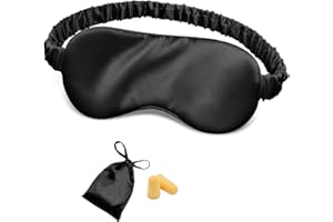 Silk Sleep Mask Eye Mask Blindfold with Double Layer Silk Filling and Elastic Strap for Full Night's Sleep, Travel and Nap, Soft Eye Cover Eyeshade with Luxury Bag and Ear Plugs by OLESILK (Black)