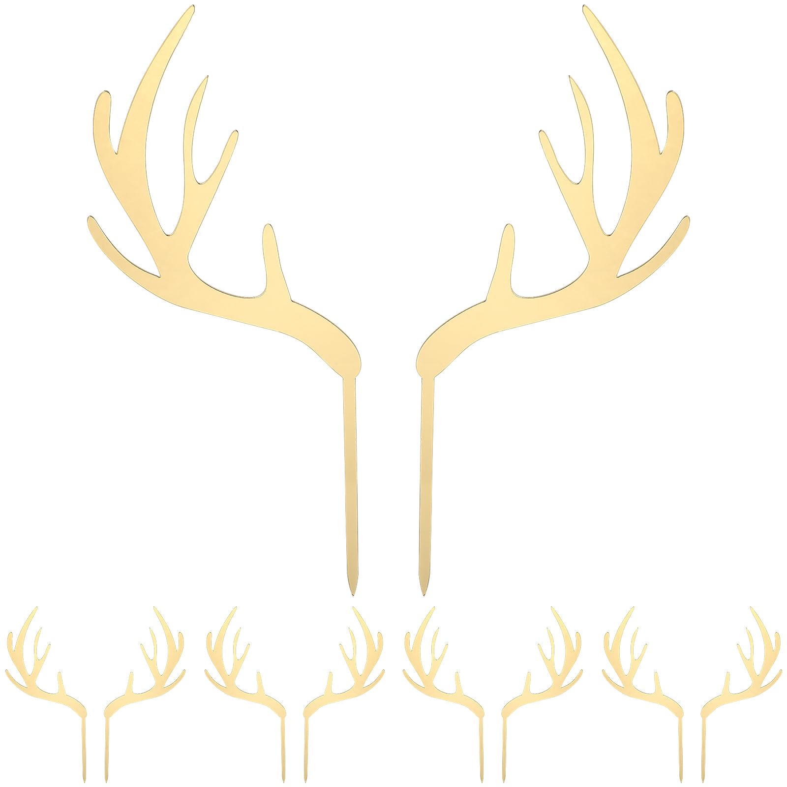 5pcs Christmas Antlers Cake Toppers Antlers Cupcake Toppers Christmas Reindeer Cake Decor Xmas Cupcake Picks Party Supplies