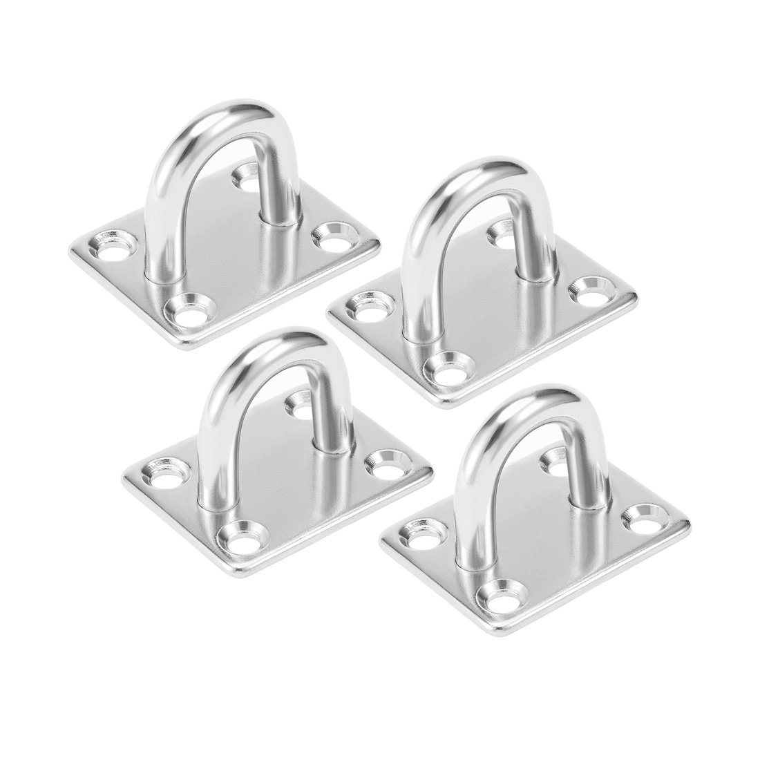 sourcing map 316 Stainless Steel 8mm Thick Ring Square Sail Shade Pad Eye Plate Boat Rigging 4pcs
