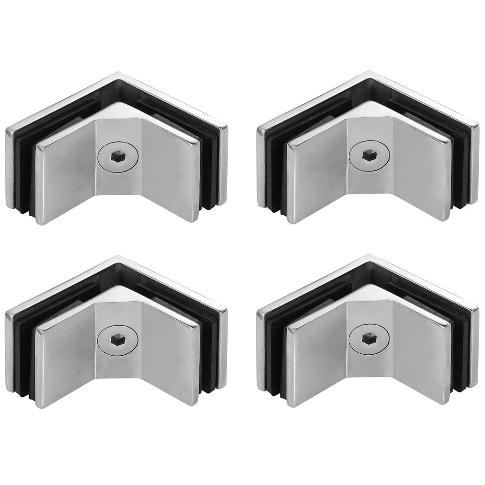 LukLoy Glass Clamp, Stainless Steel 304 Bracket for Glass Balustrade Railing Pool Fence (4, 90 Degree)