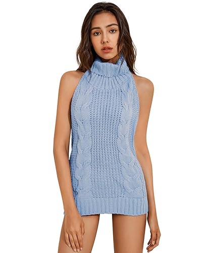 YOMORIO Womens Anime Virgin Killer Sweater Japanese Turtleneck Knitted  Underwear Backless Pullover (Blue) in Oman Whizz Pullovers