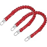 uxcell Braided Purse Strap, 2Pcs 44.7cm/17.6" Red PU Leather Replacement Handle, Short Handbag Strap Top Braided Handle with Silver Buckles for Underarm Bags, Handbags, Bucket Bags