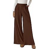 BTFBM Wide Leg Pants for Women Dressy Work Business Casual Elastic High Waisted Trousers Ribbed Lounge Palazzo Pants