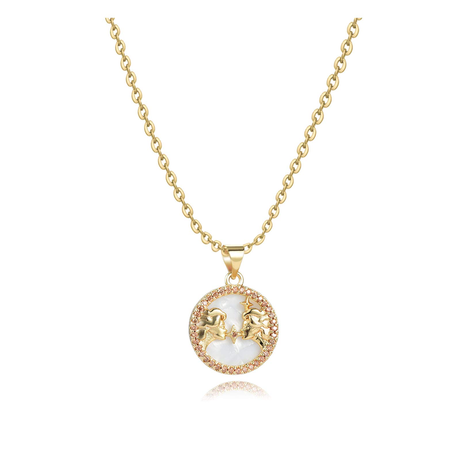 SBI Jewelry Gemini Gold Zodiac Birthstone Necklace for Women May June Happy Birthday Friends Family Anniversary