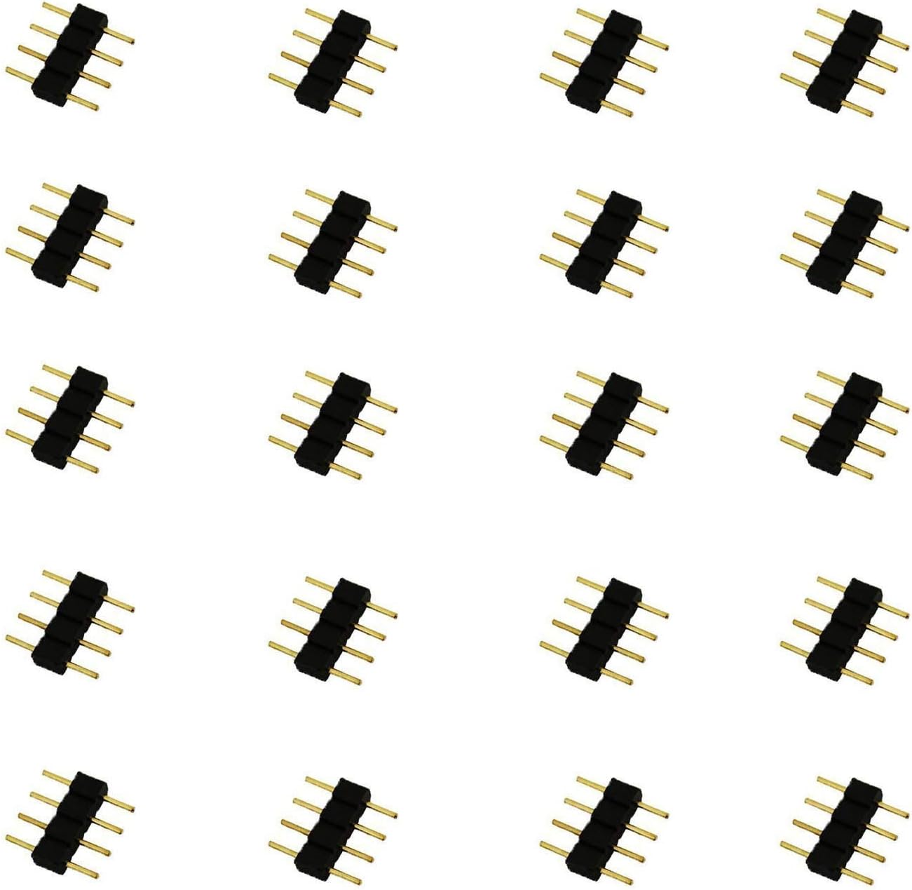 LitaElek 20pcs 4 Pin LED Strip Connector RGB LED Tape Connector LED Ribbon 4pin Plug Male to Male Adapter LED Band Extender Quick Connecter for SMD 5050 3528 2835 RGB LED Strip Lights