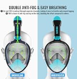 G2RISE SN01 Full Face Snorkel Mask with Detachable Camera Mount XS Black Green view 4
