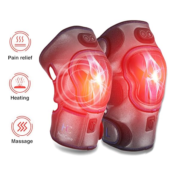 Electric Knee Massager, HailiCare Knee Pad Heated Knee Brace Wrap Wireless Rechargeable 3