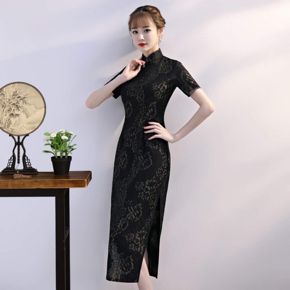 Qingxi Abito da riunione annuale in Abito Lungo da Donna Cheongsam Rosso Lungo Cheongsam per Il Corpo Abbigliamento sportivo Bambine e ragazze