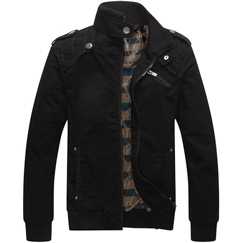 Dwar Men's Casual Washed Cotton Military Outdoor Jackets with Shoulder Straps