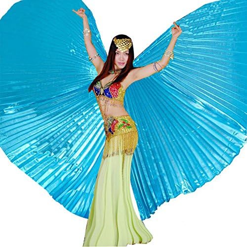 YINUOWEI Women Exotic Belly Dance Isis Full Wings, Belly Dance Opening Isis Wings, Egypt Costume Gift for Party, 360 Degree Extension (Turquoise(Full))