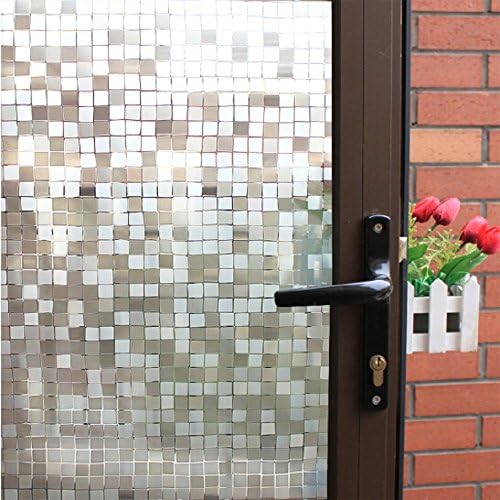 ZEALOTT No-glue Decorative Privacy Glass Window Film Non-adhesive Frosted Static Cling Stained Glass Window Film for Office Home Bathroom 17.7-by-78.7 Inches
