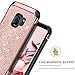 Galaxy S9 Case, BENTOBEN 2 in 1 Luxury Glitter Bling Hybrid Slim Hard PC Cover Laminated with Sparkly Shiny Faux Leather Chrome Shockproof Protective Phone Cases for Samsung Galaxy S9 Rose Gold