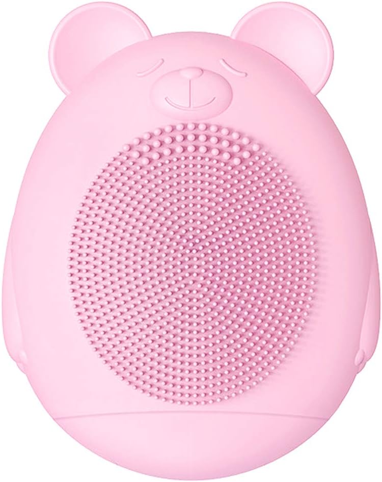 niumanery Lovely Shapes Silicone Electric Facial Cleansing Brush Face Washing Machine Ultrasonic Vibration Cleanser Pink Small Bear