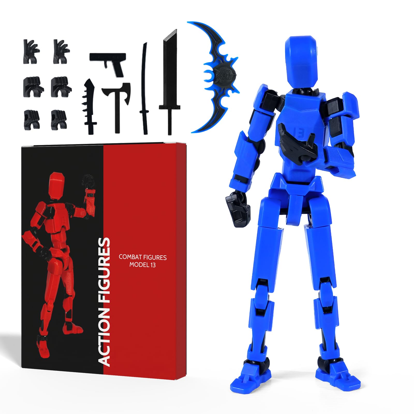Photo 1 of Rolling Art Action Figure Set, Model 13 Action Figure Multi-Jointed Movable,Gift Box Packaging, a Great for Loved Ones and Friends. (Blue)