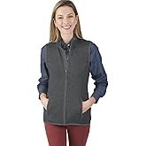 Charles River Apparel Women’s Pacific Heathered Vest, Lightweight Sweater Fleece with Zippered Pockets