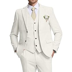 High-End Suits 2024 Ivory Mens Linen Tuxedo Suits