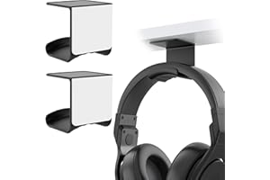 PlusAcc Headphone Stand Hanger – Headset Hanger Hook Desk Mount with Strong Adhesive, Space-Saving, Under Desk Headset Wall M