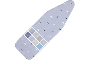 LCLW Ironing Board Cover and Pad Standard Size 15 x 54,3 Pairs of Hook and Loop Fastener Straps,Elastic Edges,2 Layers Ironing Board Cover with Thick Padding (Pattern A)