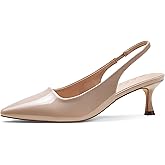Elisabet Tang 1.96IN Trendy Closed Toe Slingback Kitten Heels for Women Low Dressy Pumps Wide Width Sexy for Prom