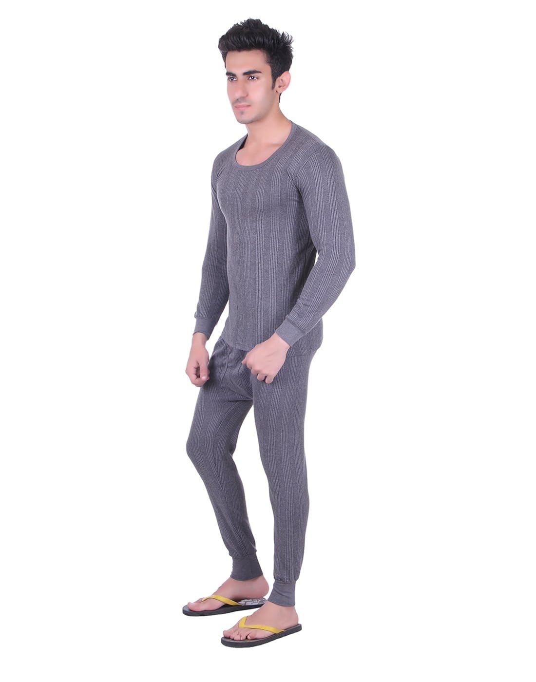 unix men's grey thermal set winter wear (top + bottom) (un3607-$p)