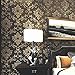 Blooming Wall: Elegant European Black/Gold/Brown Flocking Embossed Textured Damasks Wallpaper Wall Mural Wallpaper for Living Room Bedroom, 20.8 In32.8 Ft=57 Sq.ft,Brown/Gold/Black