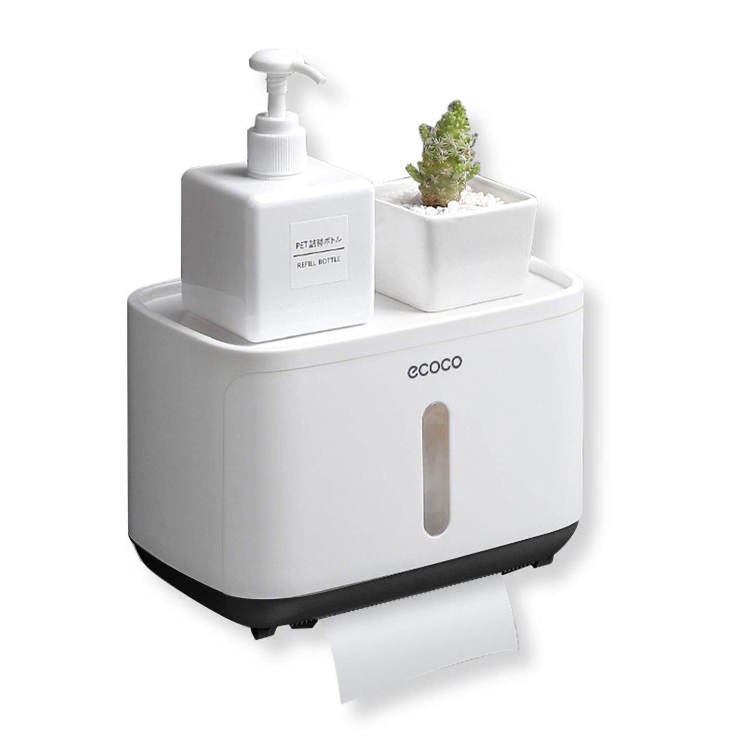 Meiyijia Toilet Roll Holder,Self Adhesive, Wall Mount Toilet Roll Holder,with Waterproof and dust Cover,Be applicable Roll paper,Fold Paper Towel Multifold Paper Towel Dispenser(black)