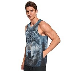 JHKKU Wolf Tank Tops for Men's Graphic Sleeveless