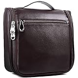 Toiletry Bag,Travel Makeup Cosmetic Bag, PU Leather Hanging Toiletry Bag for Women and Men(6020,Brown)