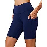 Aoliks Biker Shorts Women with Pockets - 8" High Waisted Tummy Control Running Workout Spandex Gym Volleyball Yoga Shorts