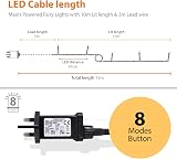 ANSIO Christmas Lights 100 LED 10m Warm White Mains 3m Cable view 6