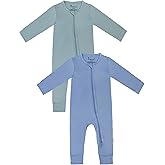 Jimonda Baby Romper Boys Girls Bamboo Pajamas 2-Way Zipper Footless Unisex Long Sleeve Sleepers Sleep and Play 0-24 Months