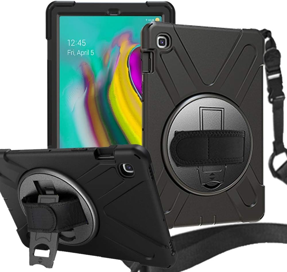 Rantice Samsung Galaxy Tab S5e Case, Heavy Duty Rugged Shockproof Drop Protection Case with 360 Stand, Hand Strap & Shoulder Strap for Galaxy Tab S5e 10.5 Inch (SM-T720/T725) 2019 Release (Black)