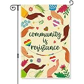 Gkodw Community is Resistance Garden Flag, Funny Inclusivity Kindness Yard Flag for Outside, Human Rights Pride Yard Decor, Social Justice Progressive Flag for Men Women