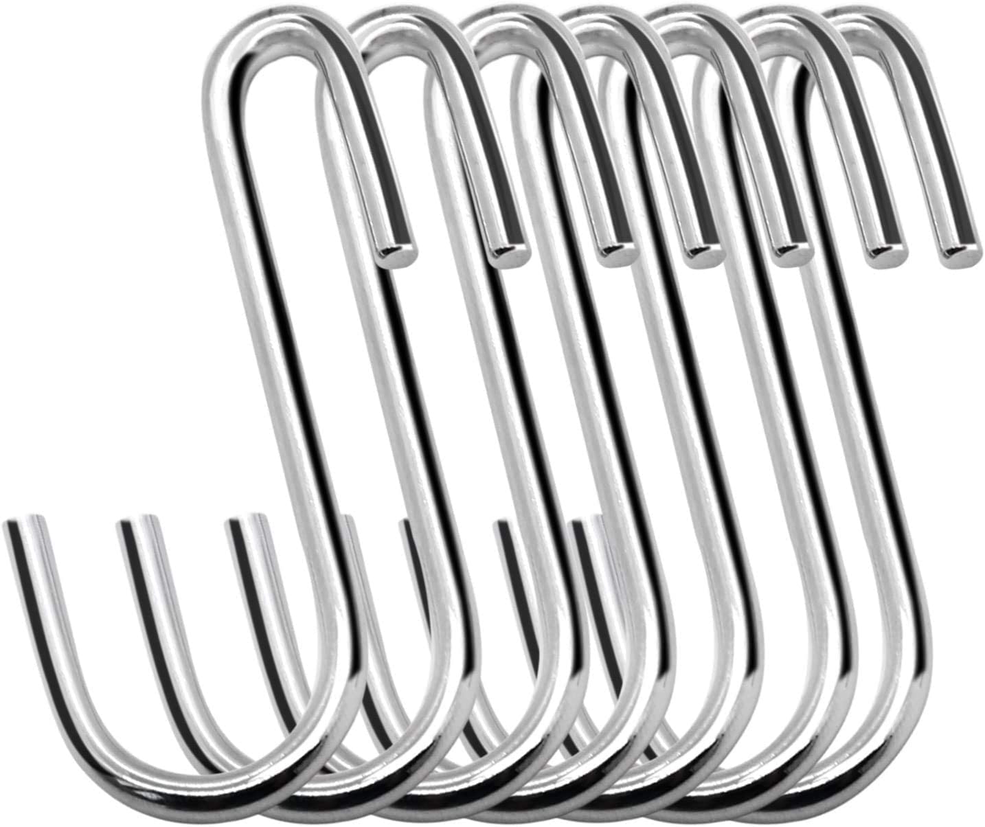 Baoswi 20 Pack Heavy Duty S Hooks 6 cm S Shaped Hanging Hooks Large Hangers for Kitchen, Bathroom, Bedroom and Office (Silver)